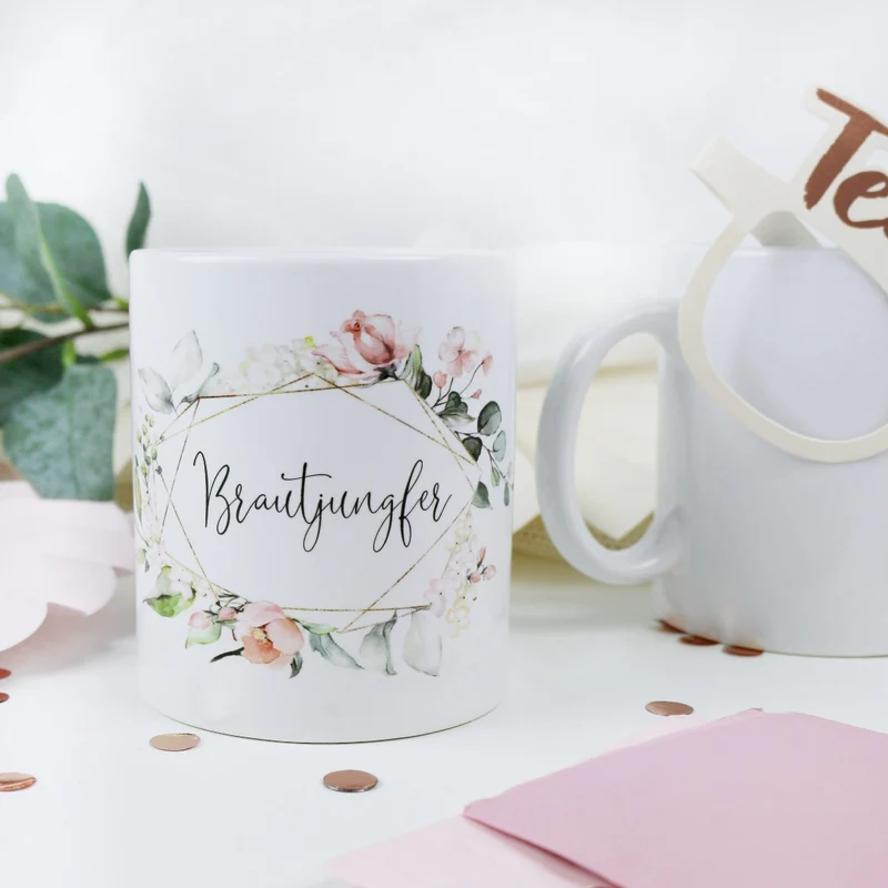 Geschenk Tasse für Deine Brautjungfer Blütenzauber