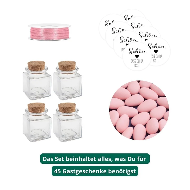 Gastgeschenk Set italienische Mandeln rosa (für 45 Gäste)