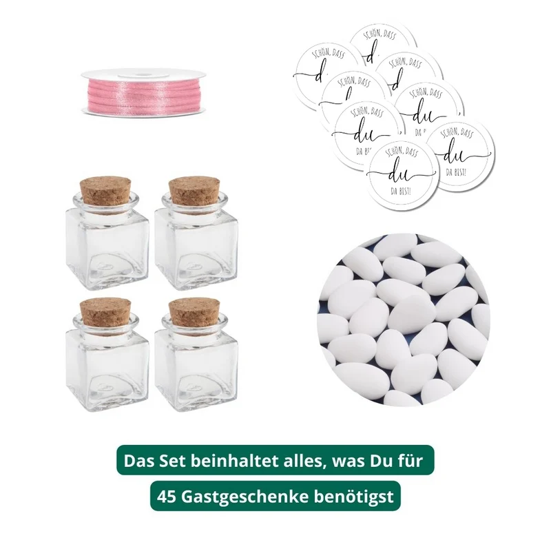 Gastgeschenk Set italienische Mandeln weiß (für 45 Gäste)