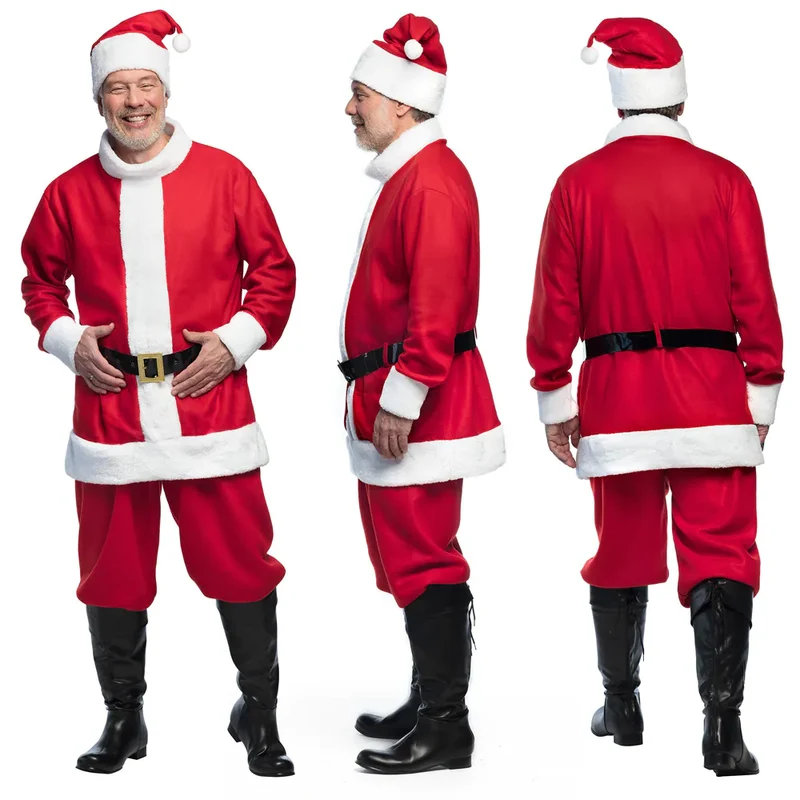 Weihnachtsmann Kostüm | Hose, Mantel, Mütze und Gürtel