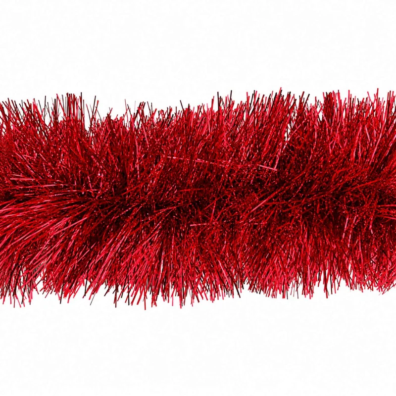 Weihnachtsdekoration Girlande Lametta mit Sternen Weihnachtsbaum Tannenbaum 4m | Rot