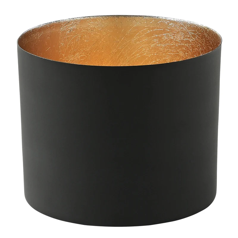 Windlicht schwarz-goldfarben groß