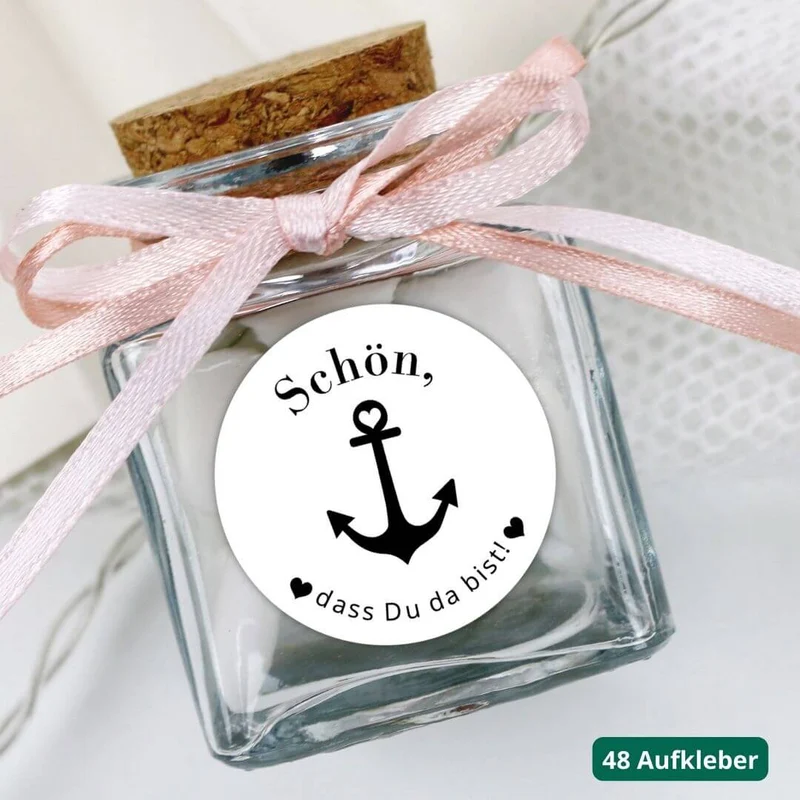 Aufkleber Anker Schön, dass Du da bist! (48 Stück)