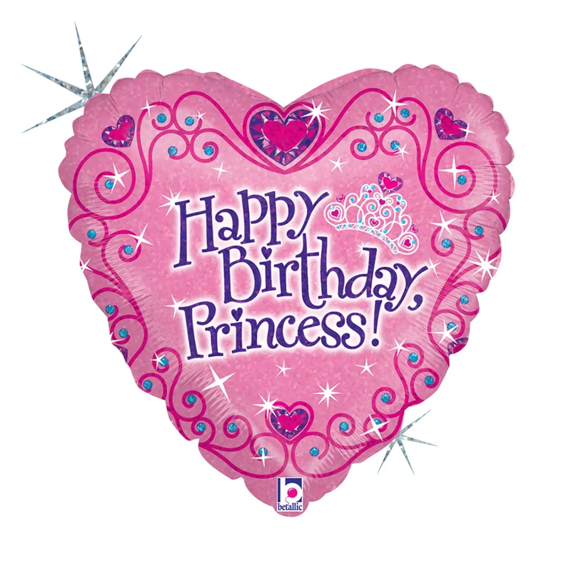 18"/Ø46cm Herz Folienballon "Happy Birthday" Princess Tiara