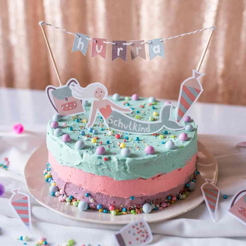 Tortendekoration UNDER THE SEA zur EINSCHULUNG Meerjungfrau Cake Topper zum Schulanfang | AVA & YVES