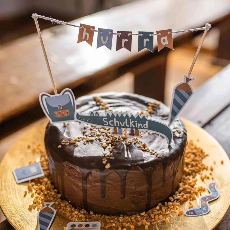 Tortendekoration ADVENTURE KIDS zur EINSCHULUNG Cake Topper zum Schulanfang | AVA & YVES