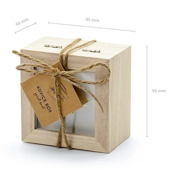 Gästebuch Holzbox mit Kärtchen englisch