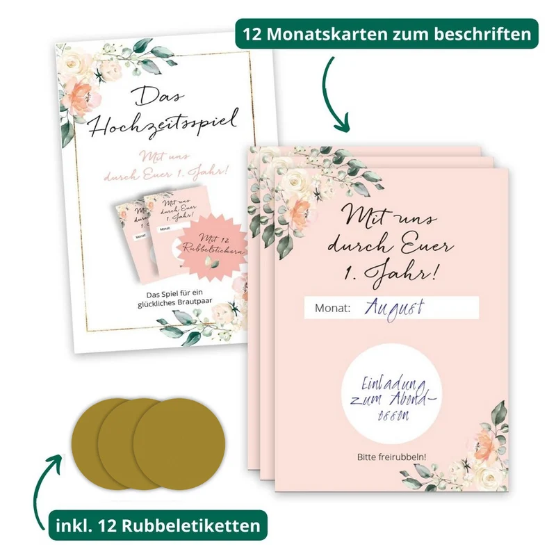 Hochzeitsspiel mit 12 Monatskarten