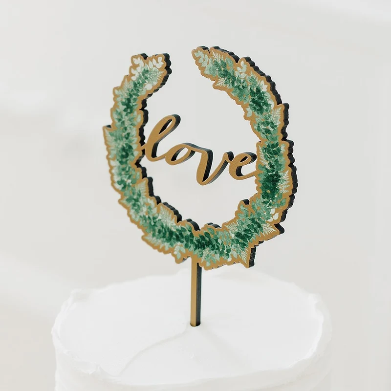 Holz Tortenstecker love Eukalyptus