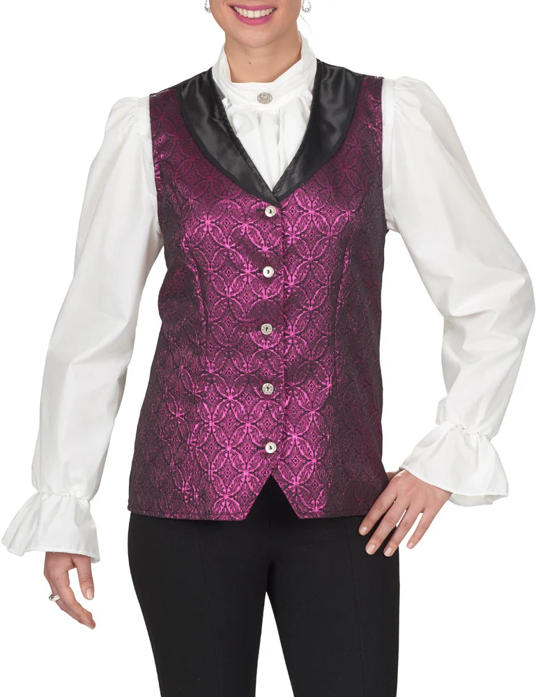 Brokat Weste zum Barock Kostüm für Damen - Pink