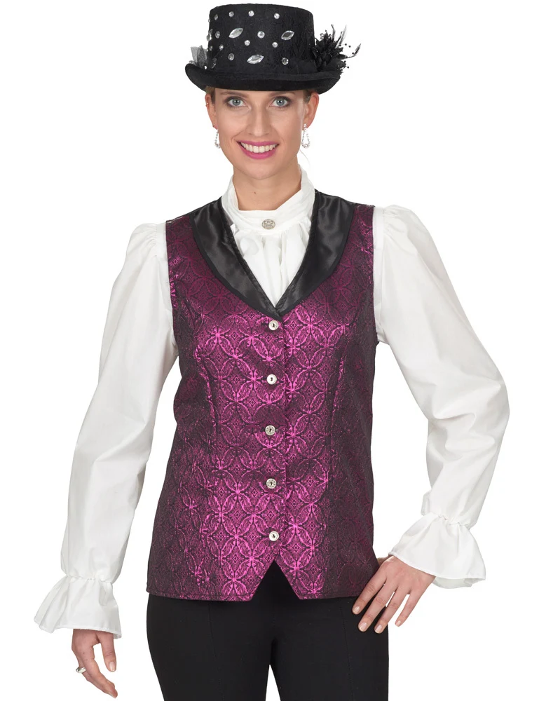 Brokat Weste zum Barock Kostüm für Damen - Pink