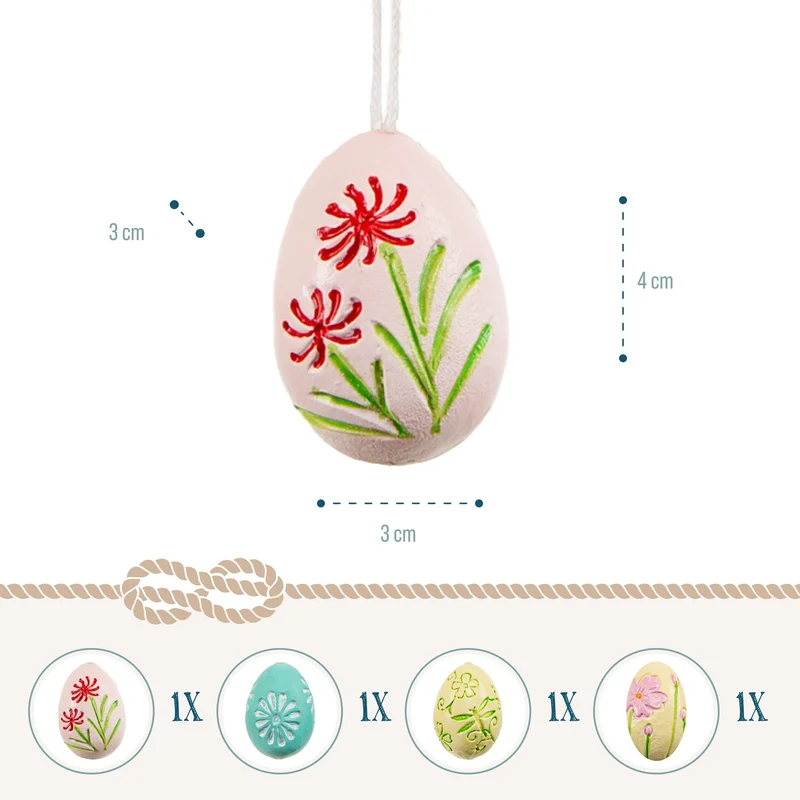 4 Bunte Ostereier kleine Eier künstlich Ostern Frühlingsdeko Zweige schmücken 4 cm