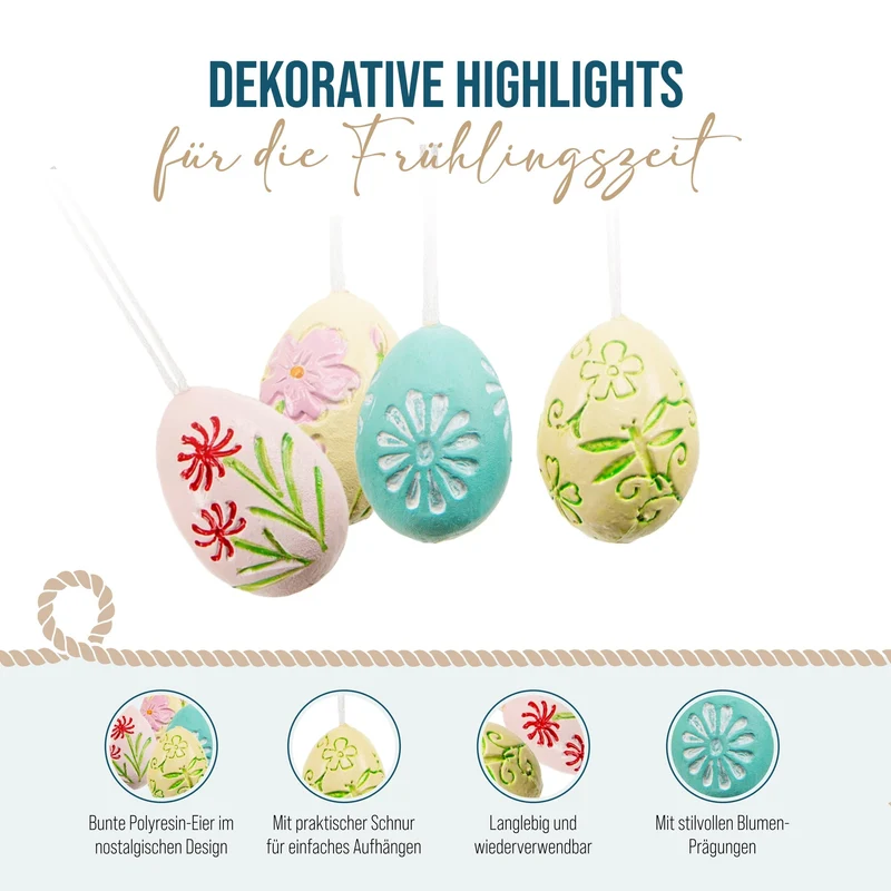 4 Bunte Ostereier kleine Eier künstlich Ostern Frühlingsdeko Zweige schmücken 4 cm