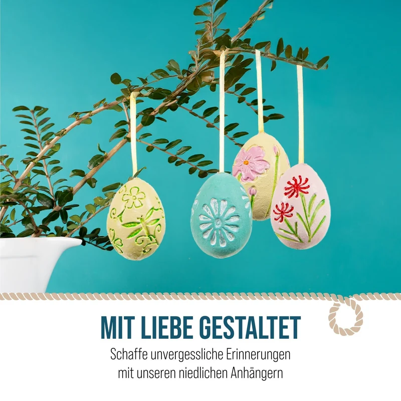 4 Bunte Ostereier kleine Eier künstlich Ostern Frühlingsdeko Zweige schmücken 4 cm