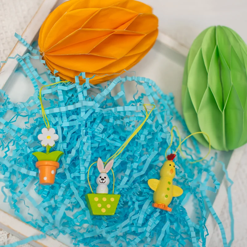 Holz Osterdeko zum Aufhängen Set 11-teilig Bunte Osteranhänger Frühlingsdeko 3,5-5 cm