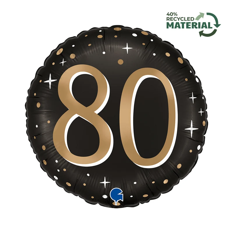 18"/Ø46cm Folienballon "Sparkling Black" | #80