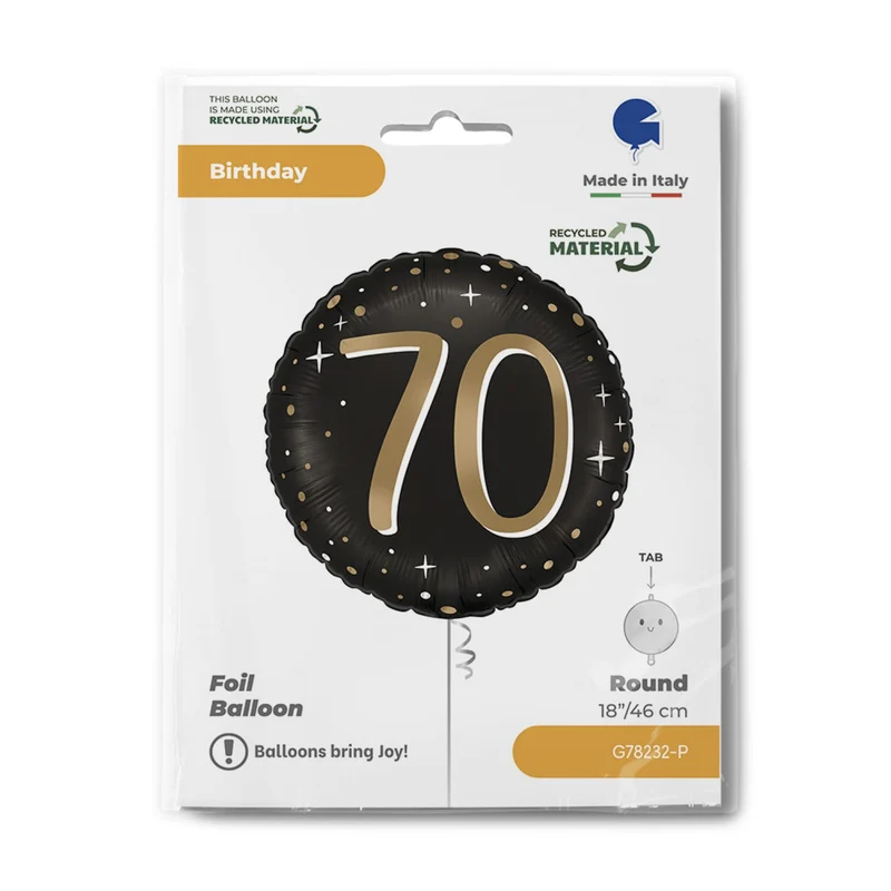 18"/Ø46cm Folienballon "Sparkling Black" | #70