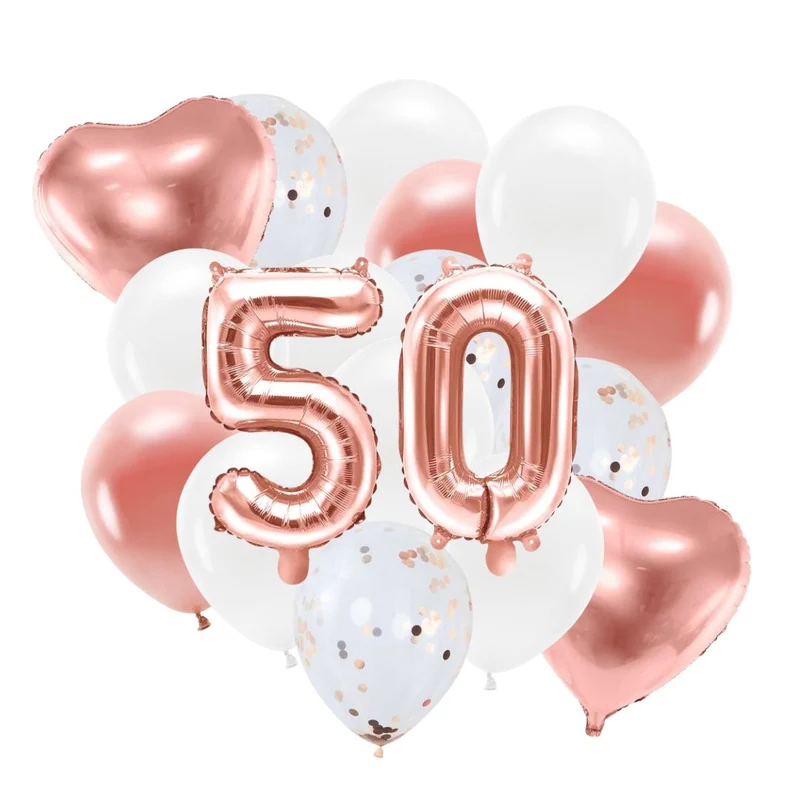 Ballon Deko Set 50. Geburtstag rosegold (29 Stück)