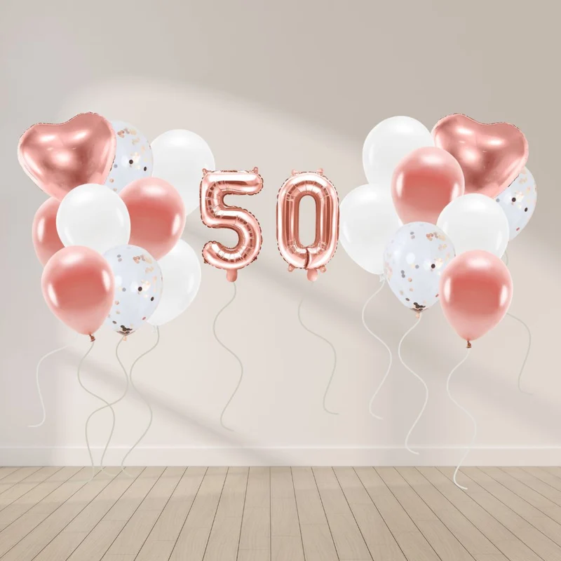 Ballon Deko Set 50. Geburtstag rosegold (29 Stück)