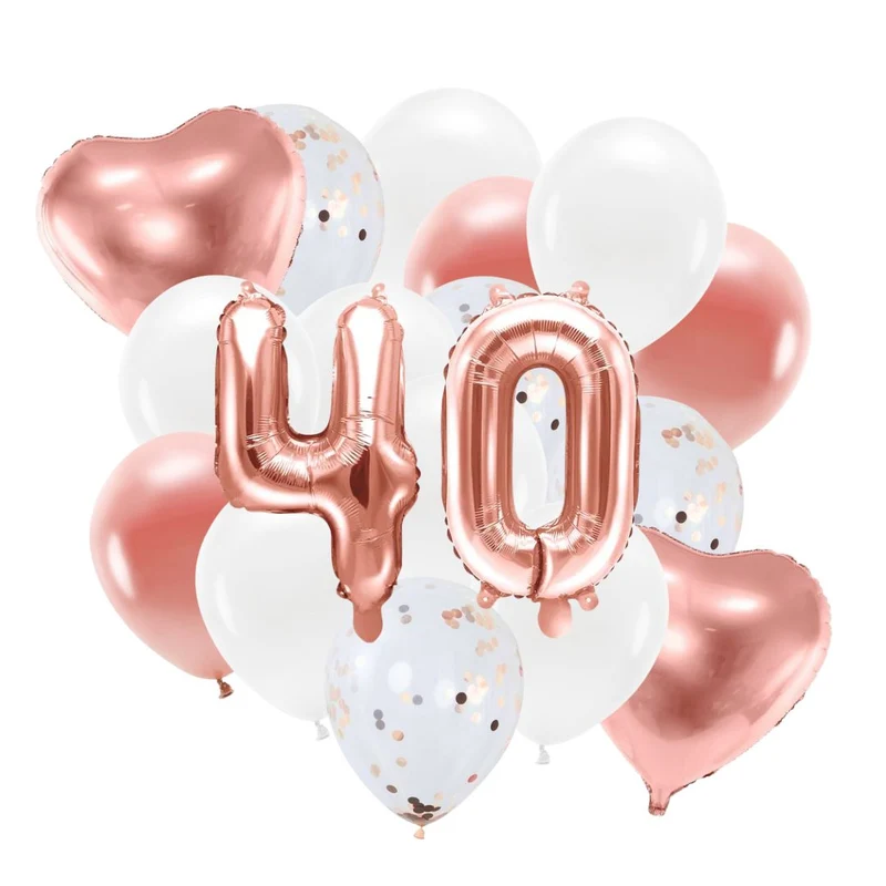Ballon Deko Set 40. Geburtstag rosegold (29 Stück)