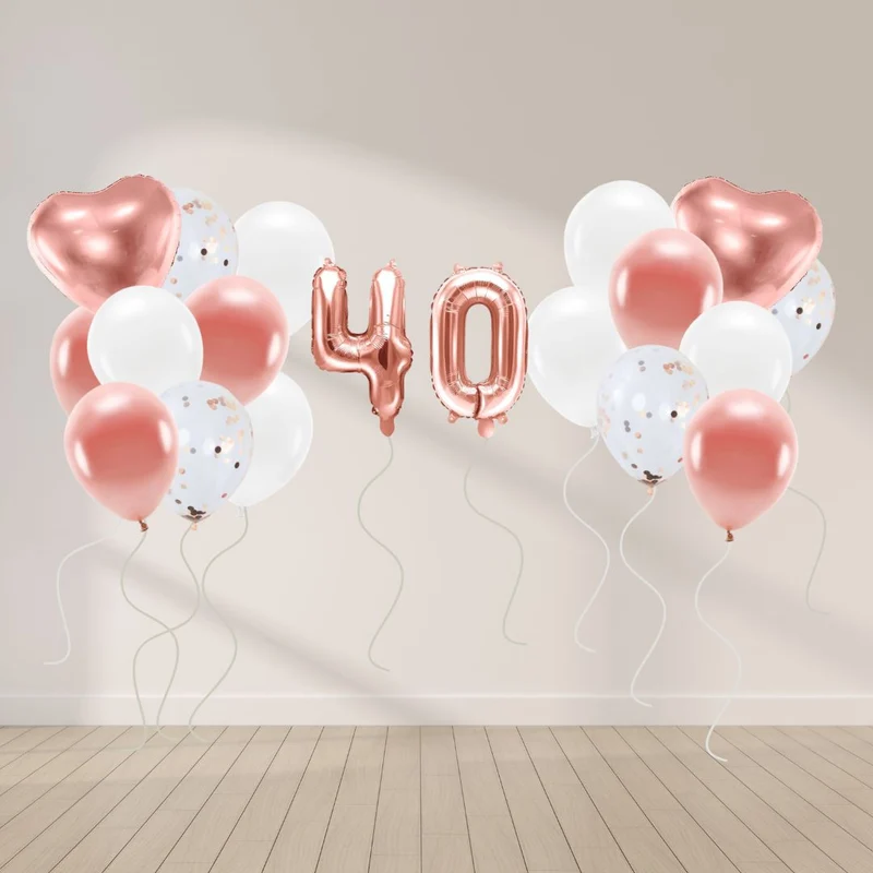 Ballon Deko Set 40. Geburtstag rosegold (29 Stück)