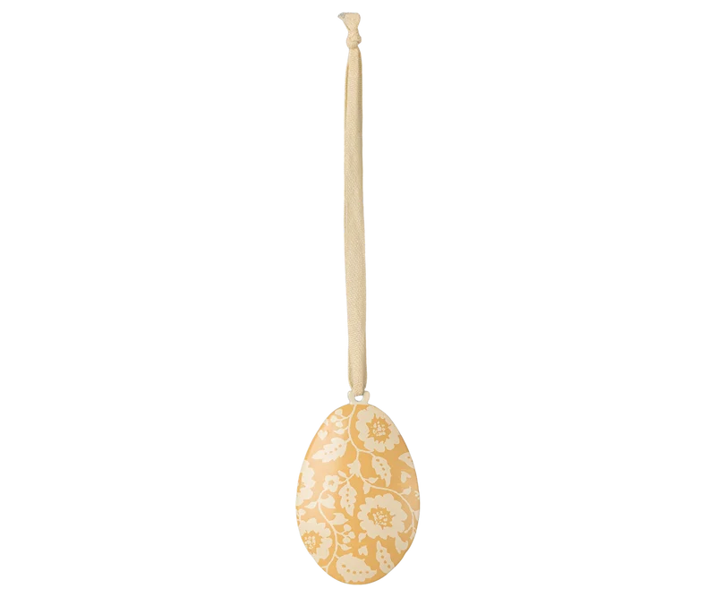 Maileg OSTEREI Ornament zartgelb Blumenmuster | Dekoanhänger ca. 6x4x1 cm Osterschmuck