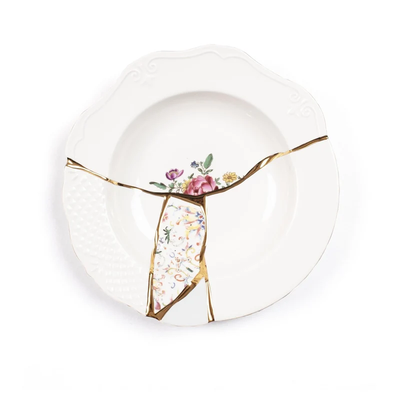 Suppenteller KINTSUGI 2er-Set, Porzellan mit Goldveredelung Ø22x4cm