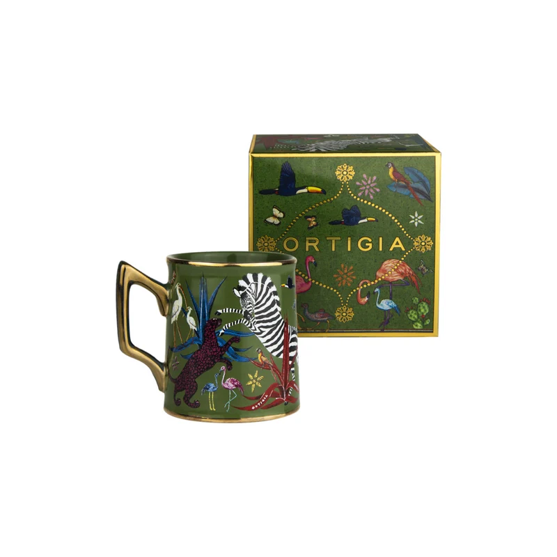 Espressotasse „Tazzina Ceramic Grün“ Jungle-Motiv