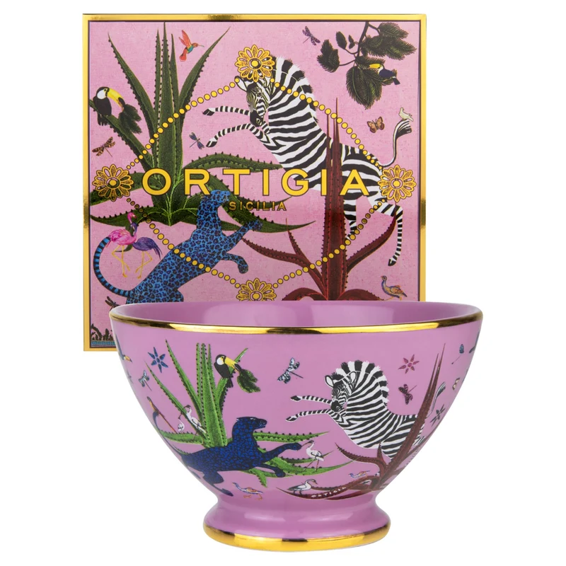 Schale „Bowl Ceramic Pink“ Jungle-Motiv