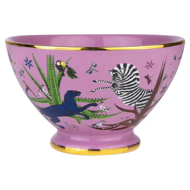 Schale „Bowl Ceramic Pink“ Jungle-Motiv