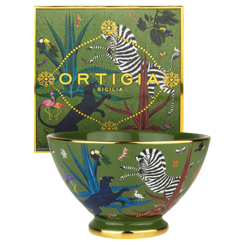 Schale „Bowl Ceramic Grün“ Jungle-Motiv