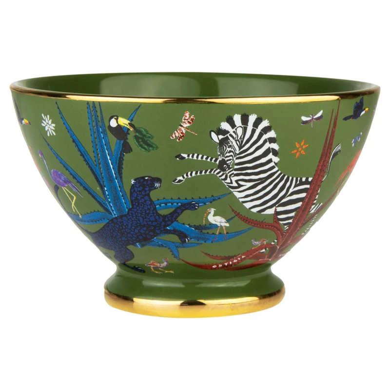 Schale „Bowl Ceramic Grün“ Jungle-Motiv