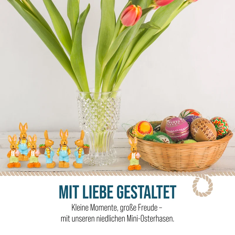 8 Mini Osterhasen Figuren kleine Bunte Hasen Ostergeschenk Ostern Tischdeko 4 cm