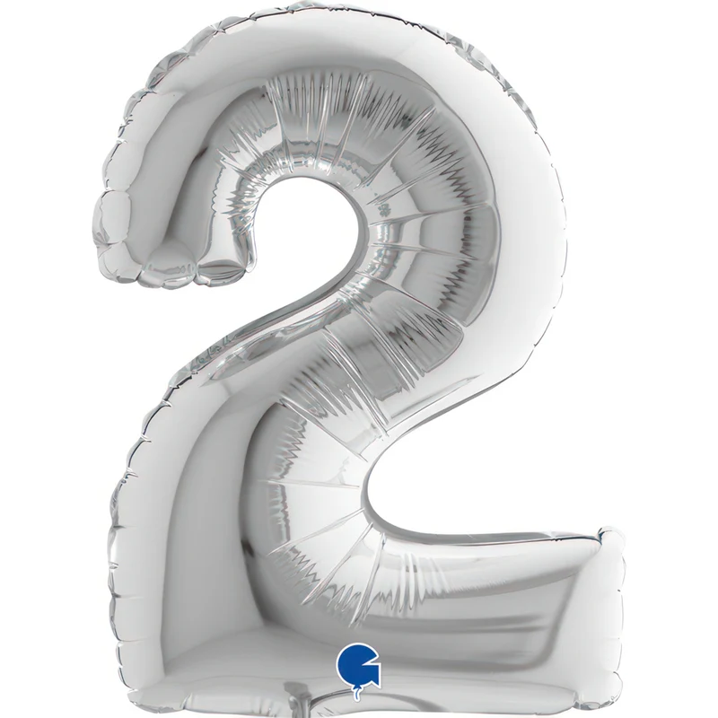 14"/Ø36cm Mini Zahlen Folienballon | Silber #2