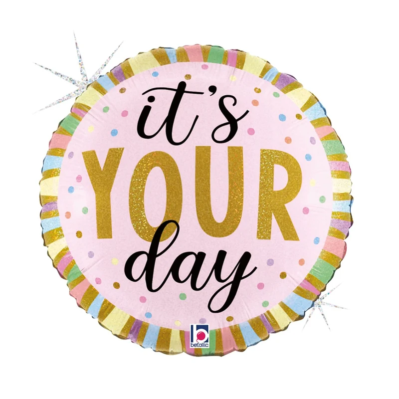 18"/Ø46cm Folienballon Happy Birthday - It`s your day Holo
