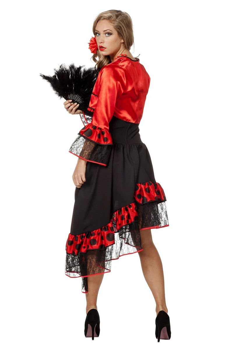 Spanierin "Carmen" Kostüm für Damen | Rot Schwarz - Kleid und Jackett