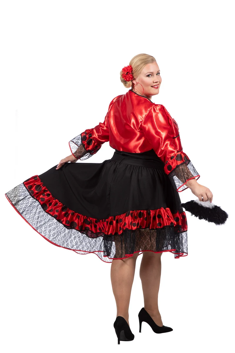 Spanierin "Carmen" Kostüm für Damen | Rot Schwarz - Kleid und Jackett