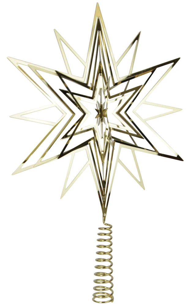 Riffelmacher 3D Christbaumspitze Metall Stern 33cm | Silber Gold 17858