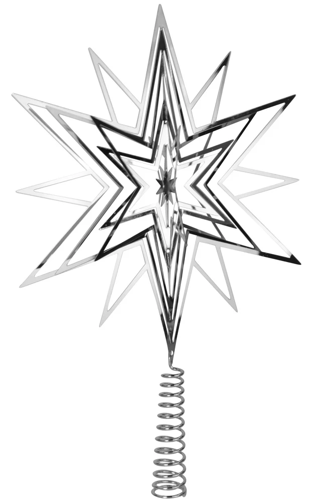 Riffelmacher 3D Christbaumspitze Metall Stern 33cm | Silber Gold 17858