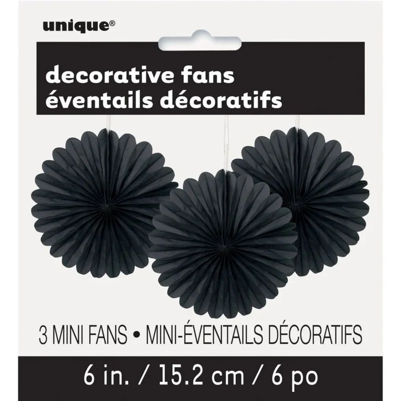 Dekofächer Uni 15cm/3 Stück | Schwarz
