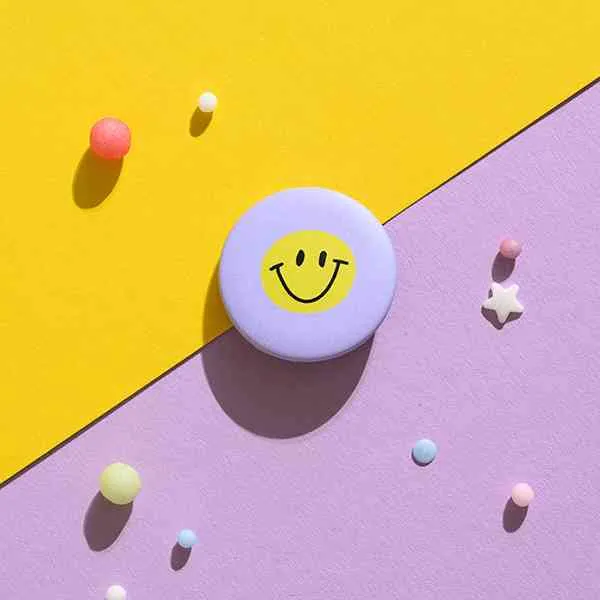 Anstecker BUTTON SMILE flieder gelb
