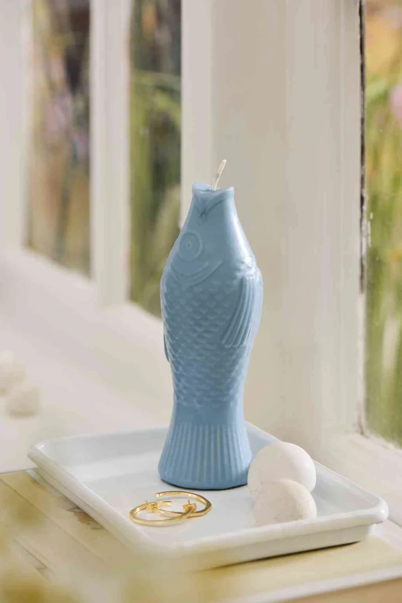 Kerze FISCH staubig-blau ca. 20x5 cm Brenndauer ca. 16 H Kollektion Celia | IB LAURSEN