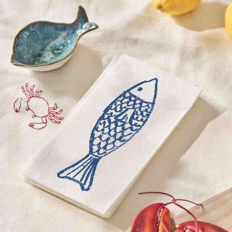 Servietten FISCH groß blau 40x40 Tissue Papierservietten von IB LAURSEN