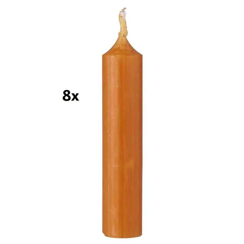 Kerzen kurz KARAMELL rustikal 8 Stück Stabkerzen 11x2,2 cm IB LAURSEN