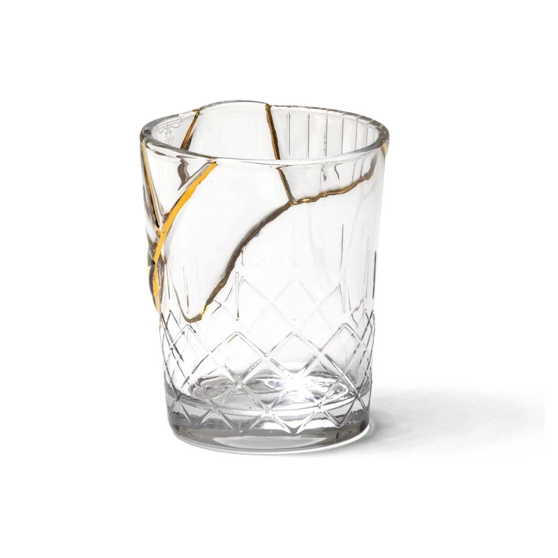 Trinkglas KINTSUGI 2er-Set, Glas mit Goldverzierung Ø8,5×10cm
