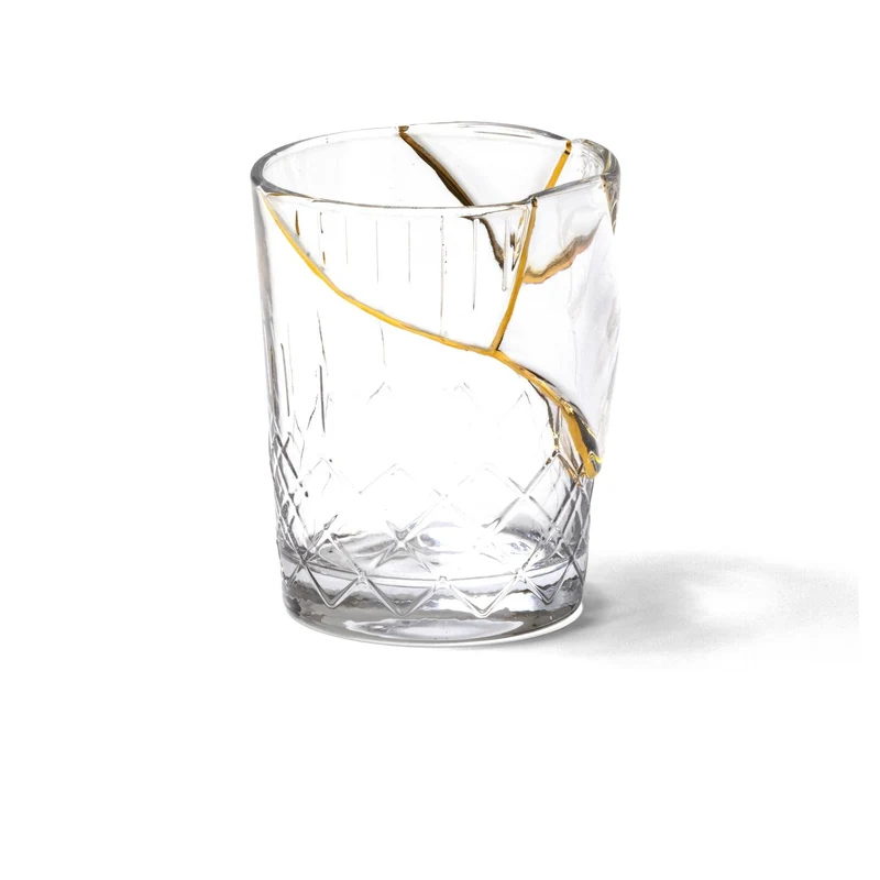 Trinkglas KINTSUGI 2er-Set, Glas mit Goldverzierung Ø8,5×10cm