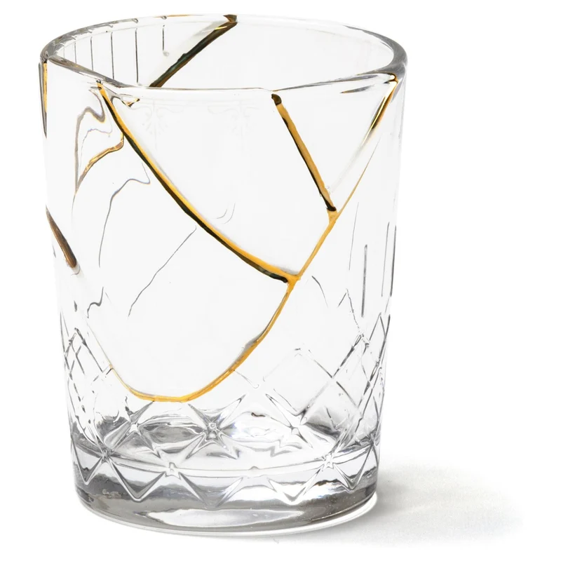 Trinkglas KINTSUGI 2er-Set, Glas mit Goldverzierung Ø8,5×10cm