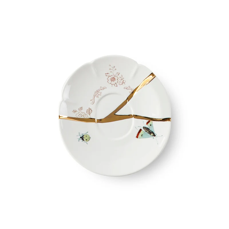 Espressotasse mit Unterteller KINTSUGI 2er-Set, Porzellan und Gold