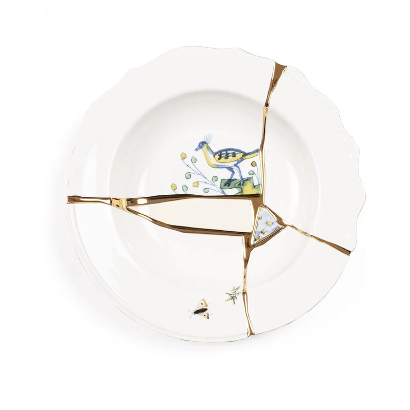 Suppenteller KINTSUGI 2er-Set , Porzellan und Gold Ø22x4cm