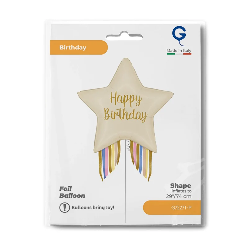 29" Folienballon Shape Stern Happy Birthday | 74 cm